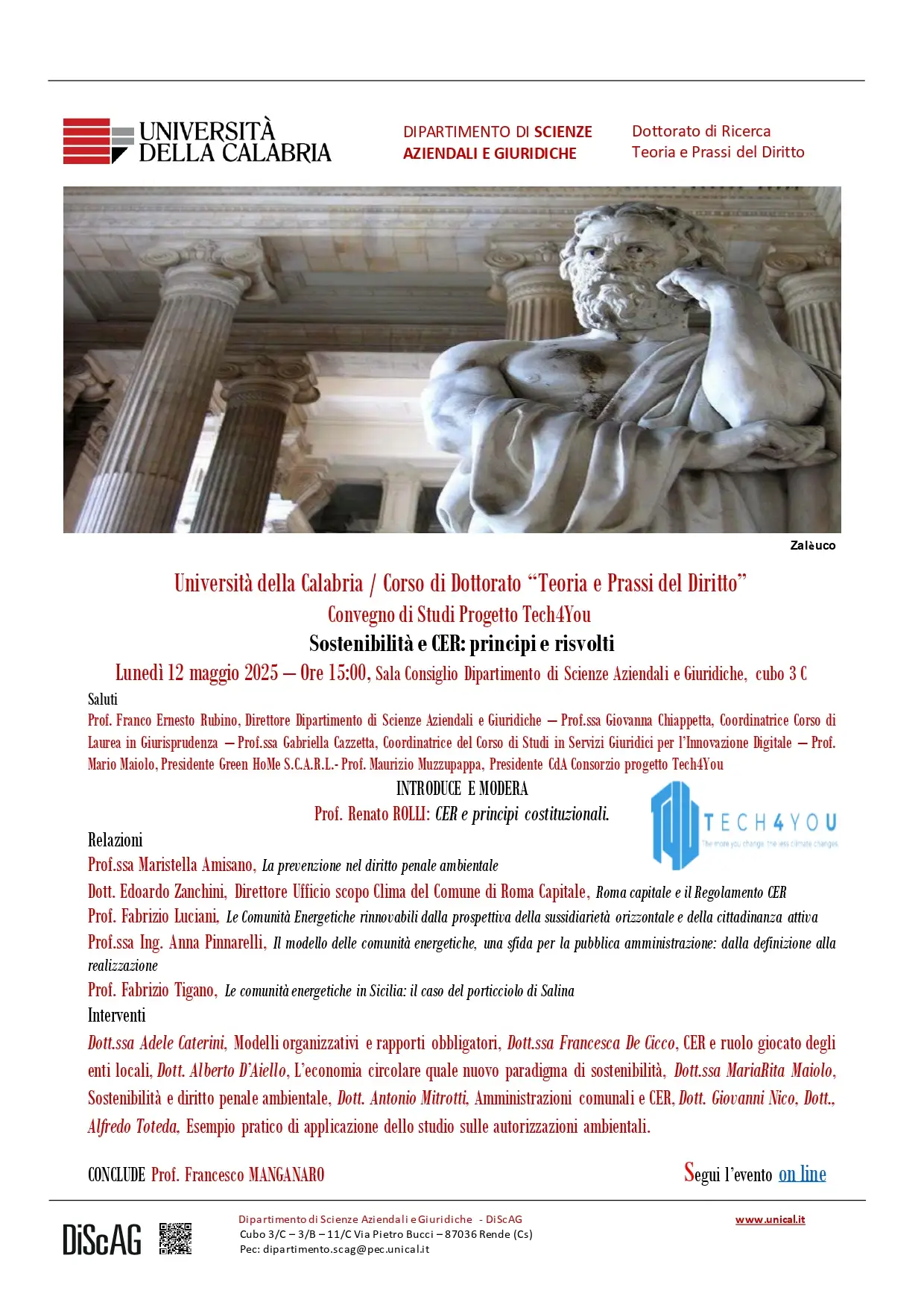 Convegno di Studi Progetto Tech4You - Sostenibilità e CER: principi e risvolti